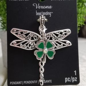 Verona Bead landing silver plated, clip on bail 1